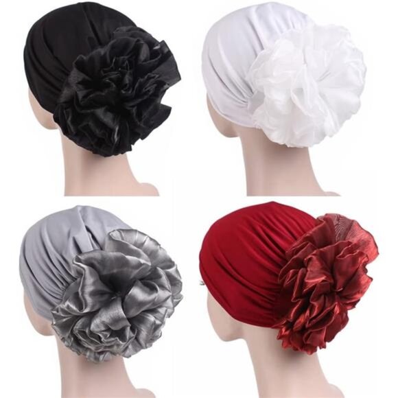 Women\'s Flower Elastic  Beanie – Head Scarf Wrap, Chemo Cap Hat for Cancer main image 4